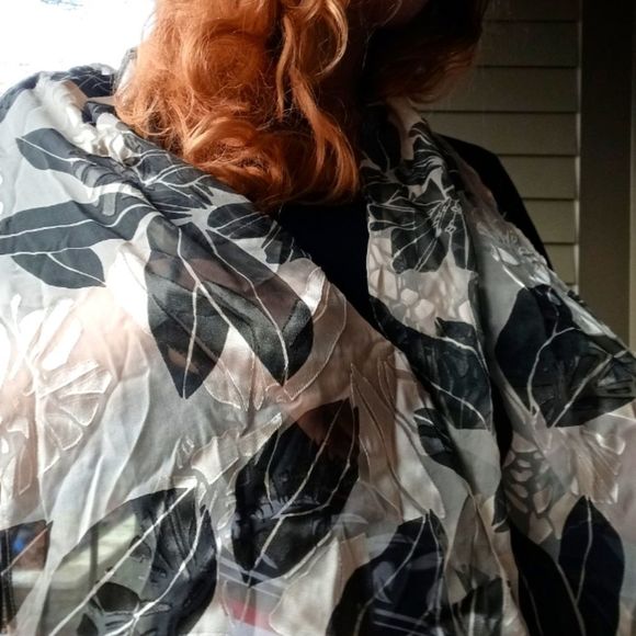 Cream and black Jacques Vert silk scarf - Picture 1 of 12